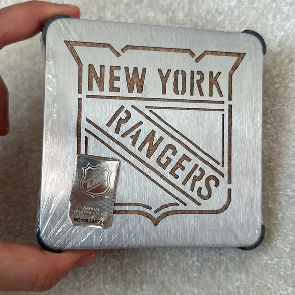 NY Rangers Hockey Stainless Steel Coasters Pack of 4 - Picture 4 of 4